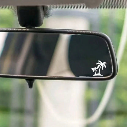 2pcs Cartoon Coconut Tree Pattern Rearview Mirror Stickers, Cute Coconut Tree Decorative Stickers Suitable For Car Window Glass Doors, Fashionable Car Decoration Stickers