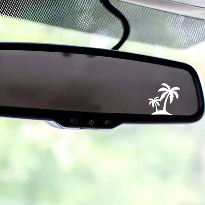 2pcs Cartoon Coconut Tree Pattern Rearview Mirror Stickers, Cute Coconut Tree Decorative Stickers Suitable For Car Window Glass Doors, Fashionable Car Decoration Stickers