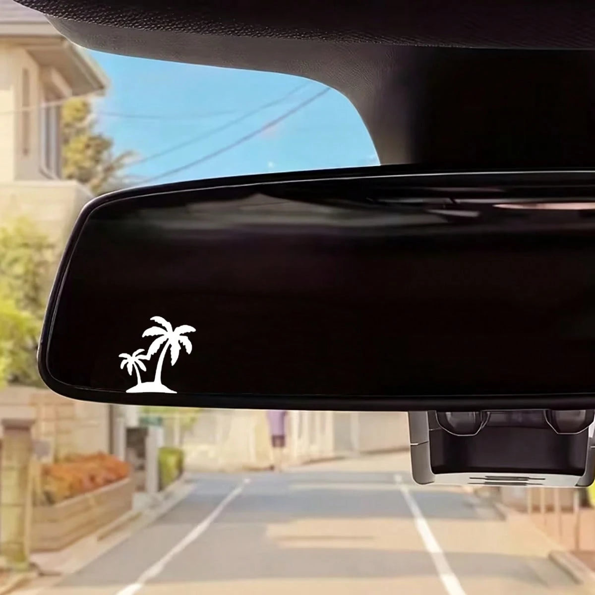 2pcs Cartoon Coconut Tree Pattern Rearview Mirror Stickers, Cute Coconut Tree Decorative Stickers Suitable For Car Window Glass Doors, Fashionable Car Decoration Stickers
