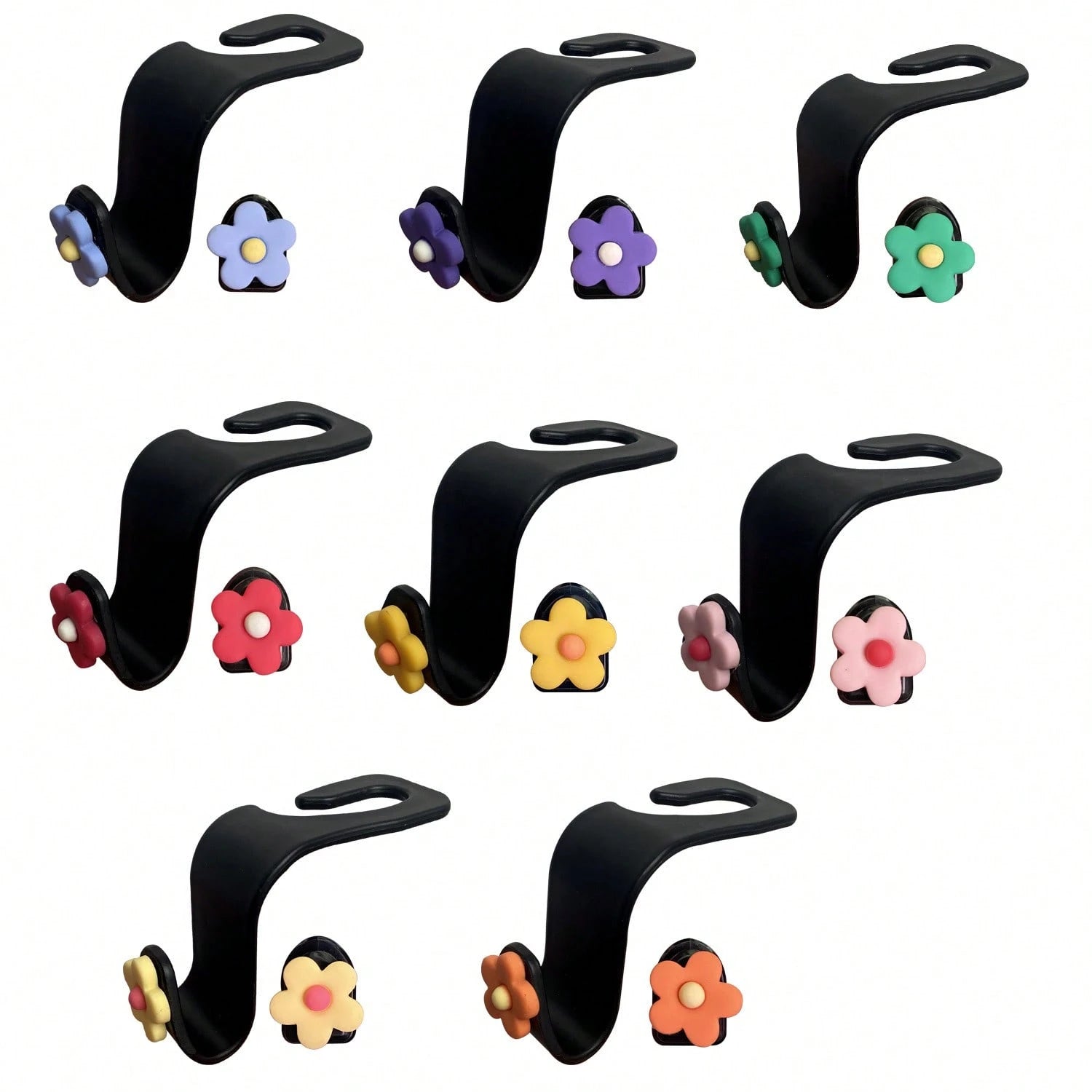 2pcs Colorful Flower Multi-Function Creative Car Back Seat Hooks, Dedicated Back Seat Hooks, Car Seat Backrest Multi-Function Hooks, Car Storage Hooks, Ultra-Lightweight Convenient Hooks