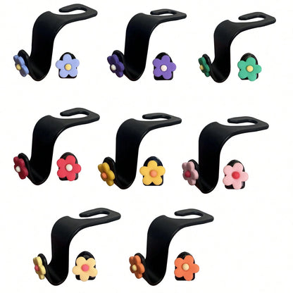 2pcs Colorful Flower Multi-Function Creative Car Back Seat Hooks, Dedicated Back Seat Hooks, Car Seat Backrest Multi-Function Hooks, Car Storage Hooks, Ultra-Lightweight Convenient Hooks
