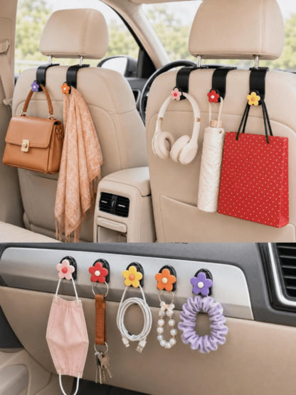 2pcs Colorful Flower Multi-Function Creative Car Back Seat Hooks, Dedicated Back Seat Hooks, Car Seat Backrest Multi-Function Hooks, Car Storage Hooks, Ultra-Lightweight Convenient Hooks
