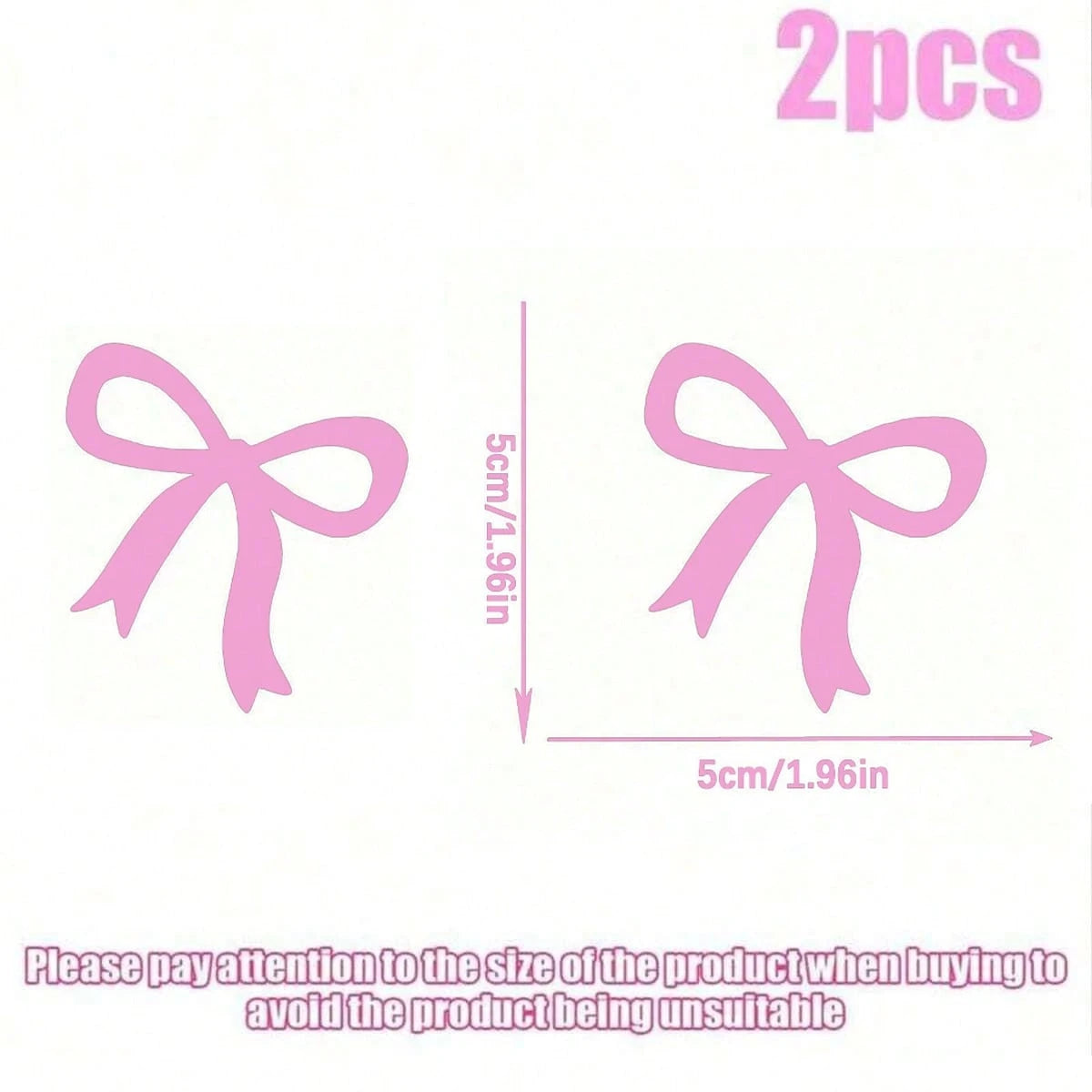 2pcs Cute Bow Ladies Car Decal- Fantasy Theme Vinyl Sticker, Glossy Finish, Cartoon Pattern Self Adhesive Glass Surface, Asymmetric Shape, Single Use