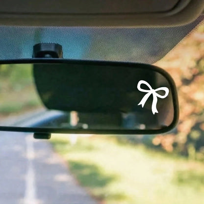 2pcs Cute Bow Ladies Car Decal- Fantasy Theme Vinyl Sticker, Glossy Finish, Cartoon Pattern Self Adhesive Glass Surface, Asymmetric Shape, Single Use