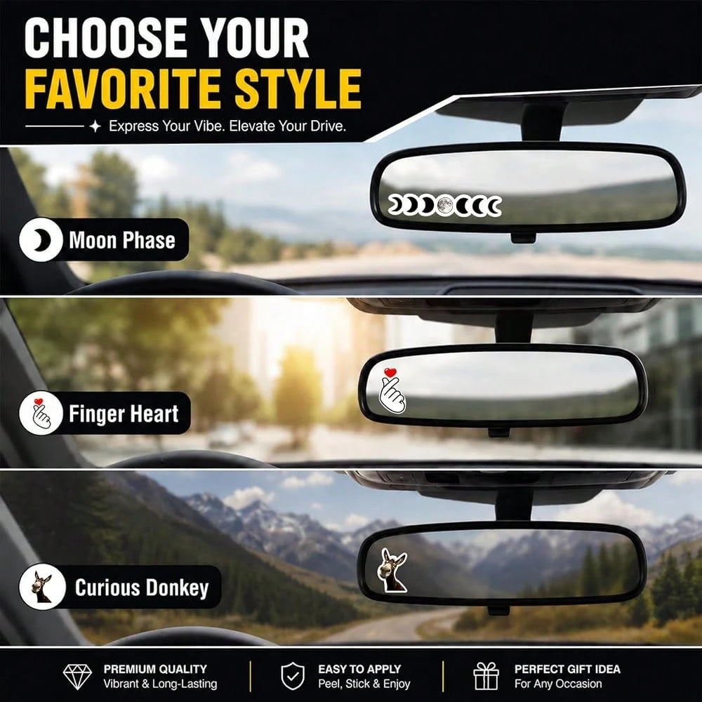 2Pcs Four Dogs Car Rearview Mirror Sticker Waterproof Vinyl Decal| Funny Dogs Sticker For Car Interior Decor, Laptop, Bathroom Mirror