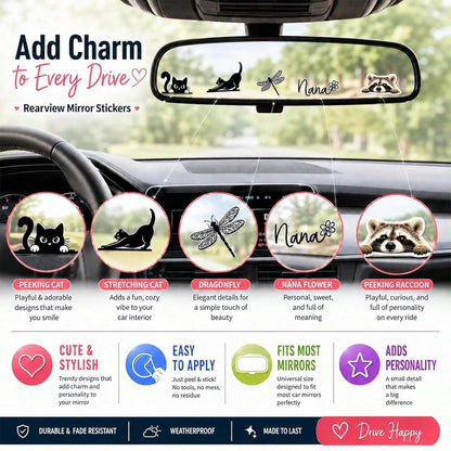 2Pcs Four Dogs Car Rearview Mirror Sticker Waterproof Vinyl Decal| Funny Dogs Sticker For Car Interior Decor, Laptop, Bathroom Mirror