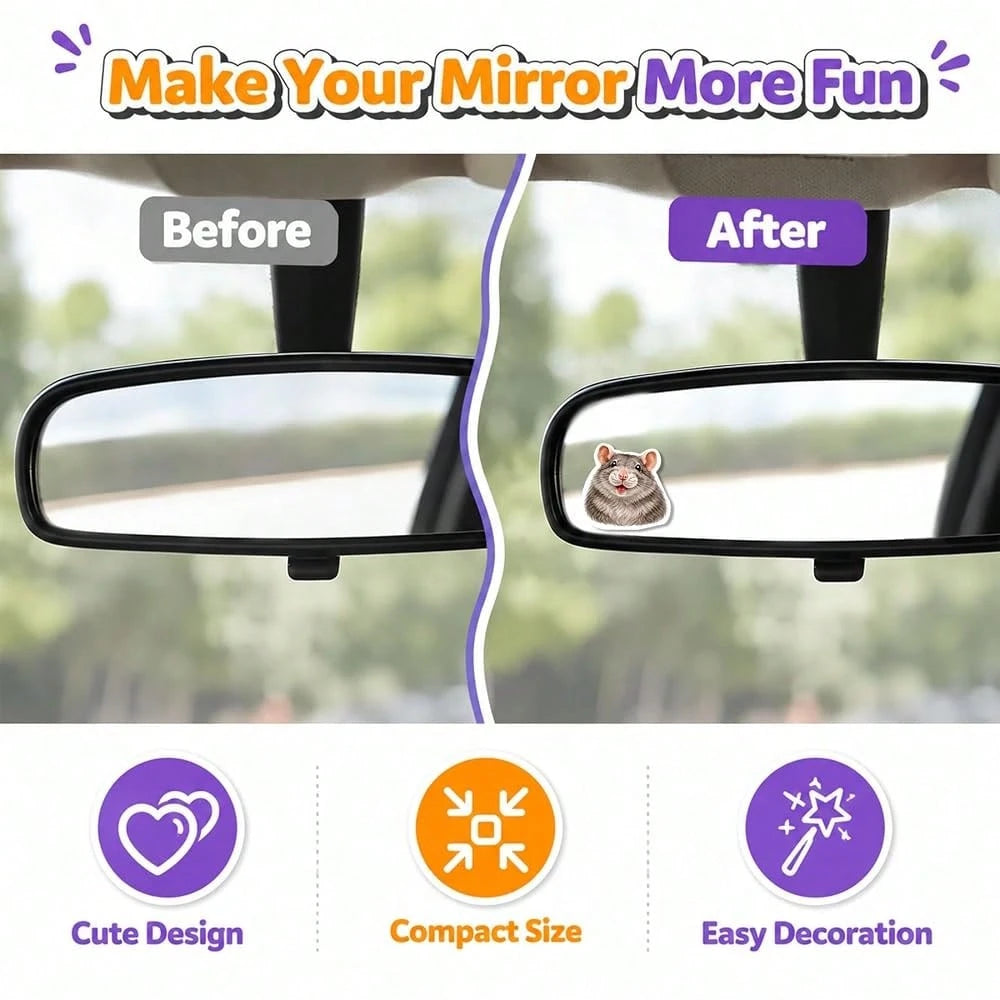 2Pcs Four Dogs Car Rearview Mirror Sticker Waterproof Vinyl Decal| Funny Dogs Sticker For Car Interior Decor, Laptop, Bathroom Mirror