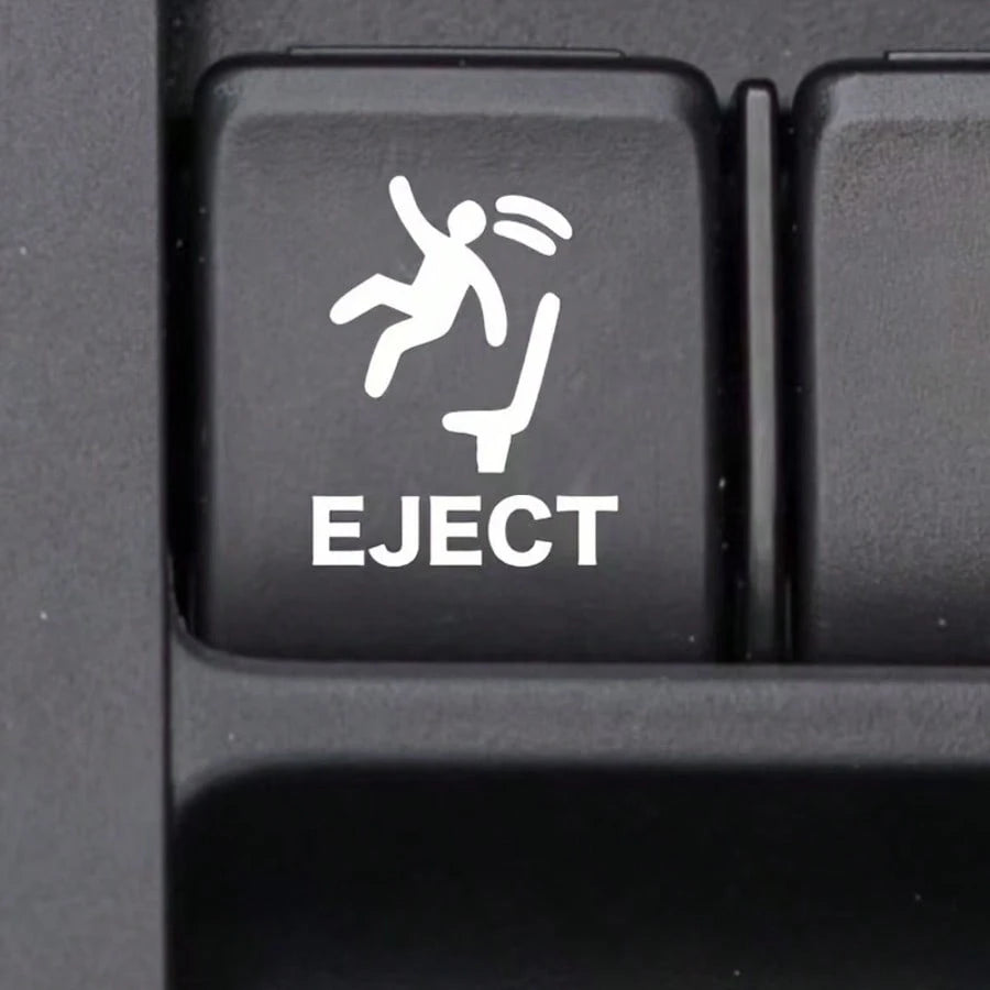 2pcs Funny Eject Button Car Stickers, Matte Black PVC Waterproof Self-Adhesive Car Decals, Personalized Humorous Decorative Accessories, Suitable For Cars, SUVs, MPVs, Trucks, Motorcycles, Doors, Wind