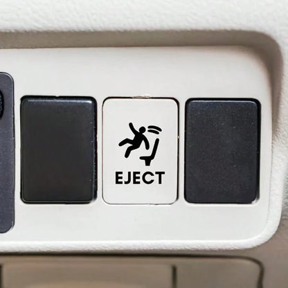 2pcs Funny Eject Button Car Stickers, Matte Black PVC Waterproof Self-Adhesive Car Decals, Personalized Humorous Decorative Accessories, Suitable For Cars, SUVs, MPVs, Trucks, Motorcycles, Doors, Wind