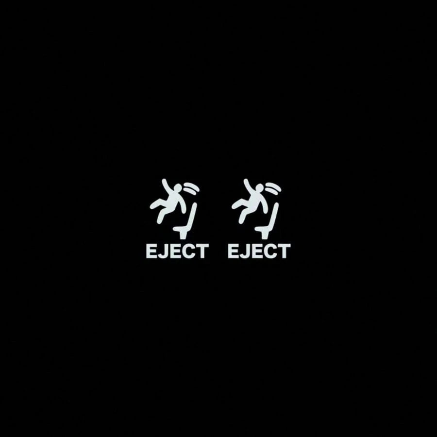 2pcs Funny Eject Button Car Stickers, Matte Black PVC Waterproof Self-Adhesive Car Decals, Personalized Humorous Decorative Accessories, Suitable For Cars, SUVs, MPVs, Trucks, Motorcycles, Doors, Wind