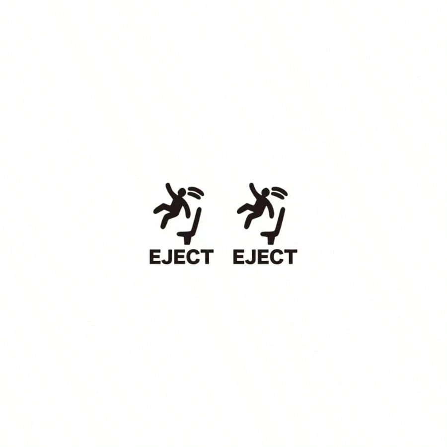 2pcs Funny Eject Button Car Stickers, Matte Black PVC Waterproof Self-Adhesive Car Decals, Personalized Humorous Decorative Accessories, Suitable For Cars, SUVs, MPVs, Trucks, Motorcycles, Doors, Wind