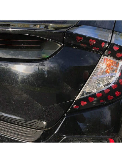 2pcs Heart-Shaped Brake Light Stickers, Cute Couple Car Decals, Honeycomb Vinyl Decorative Stickers, Universal DIY Car Stickers