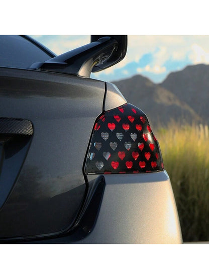 2pcs Heart-Shaped Brake Light Stickers, Cute Couple Car Decals, Honeycomb Vinyl Decorative Stickers, Universal DIY Car Stickers