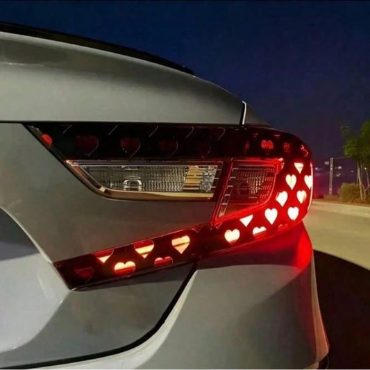 2pcs Heart-Shaped Brake Light Stickers, Honeycomb Design, Polyvinyl Chloride Decal, Suitable For Car Taillight Decoration, DIY