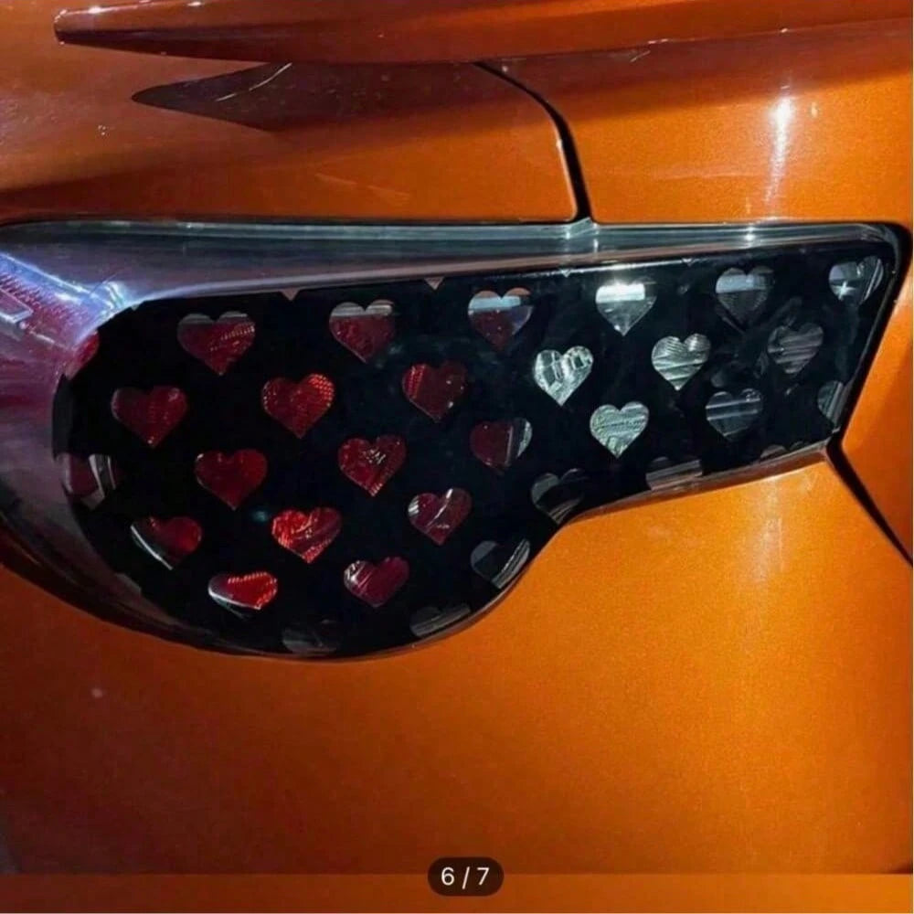 2pcs Heart-Shaped Brake Light Stickers, Honeycomb Design, Polyvinyl Chloride Decal, Suitable For Car Taillight Decoration, DIY