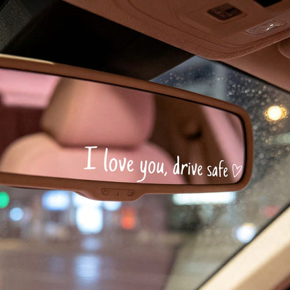 2pcs I Love You Drive Car Rearview Mirror Sticker, Romantic Heart Text Vinyl Decal, Car Interior Decor Gift For Partner