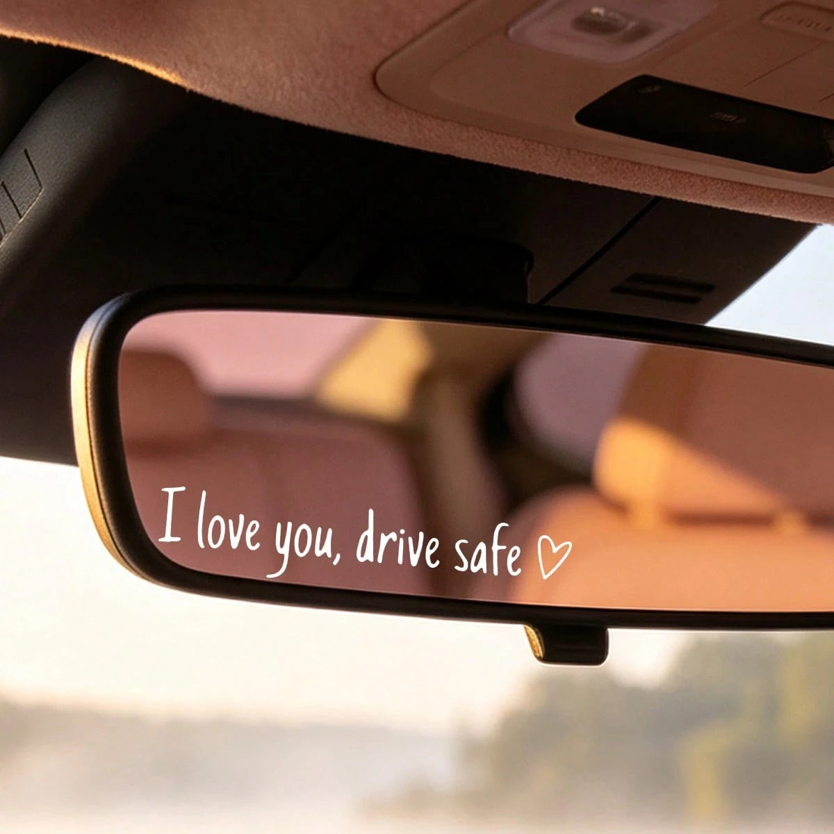 2pcs I Love You Drive Car Rearview Mirror Sticker, Romantic Heart Text Vinyl Decal, Car Interior Decor Gift For Partner