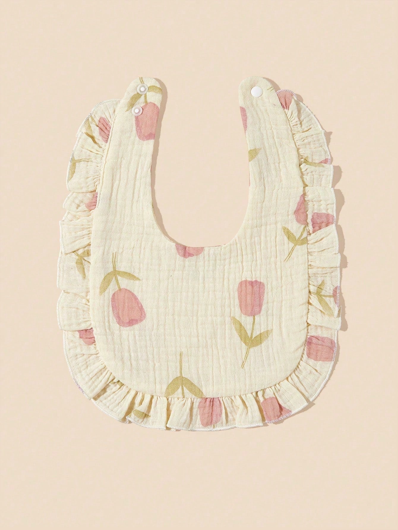 2pcs Infant Bibs With Ruffle Trim Decor, Lace Edging Pure Cotton Soft Drool Scarf