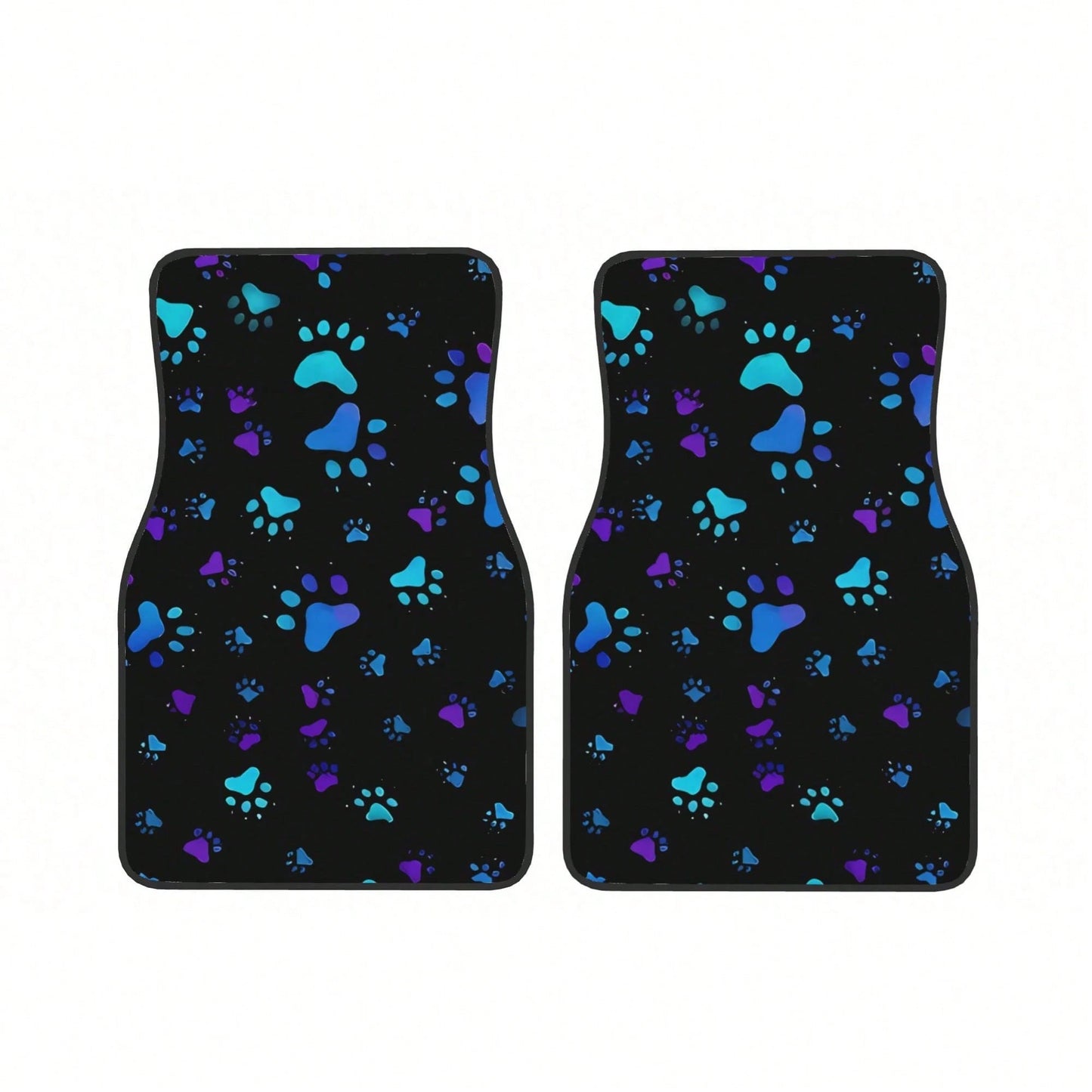 2pcs Neon Glow-In-The-Dark Paw Print Car Floor Mats- Heavy-Duty All-Weather Protection, Anti-Slip & Stain-Resistant Fit For Cars, Trucks, SUVs- Easy Clean Pet-Friendly Floor Liners With Glowing/Pur