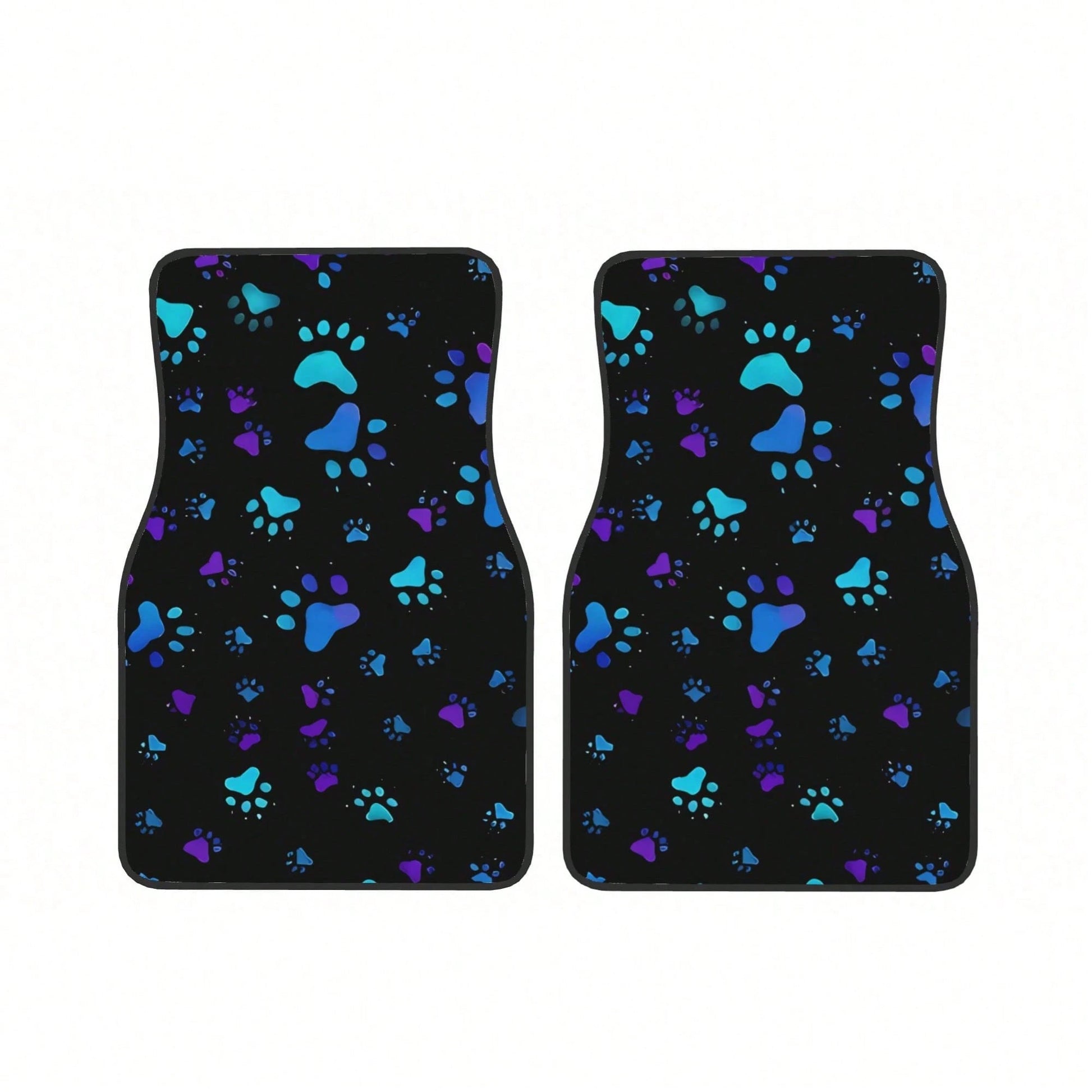 2pcs Neon Glow-In-The-Dark Paw Print Car Floor Mats- Heavy-Duty All-Weather Protection, Anti-Slip & Stain-Resistant Fit For Cars, Trucks, SUVs- Easy Clean Pet-Friendly Floor Liners With Glowing/Pur
