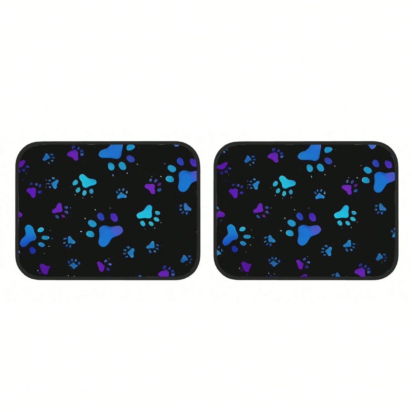 2pcs Neon Glow-In-The-Dark Paw Print Car Floor Mats- Heavy-Duty All-Weather Protection, Anti-Slip & Stain-Resistant Fit For Cars, Trucks, SUVs- Easy Clean Pet-Friendly Floor Liners With Glowing/Pur