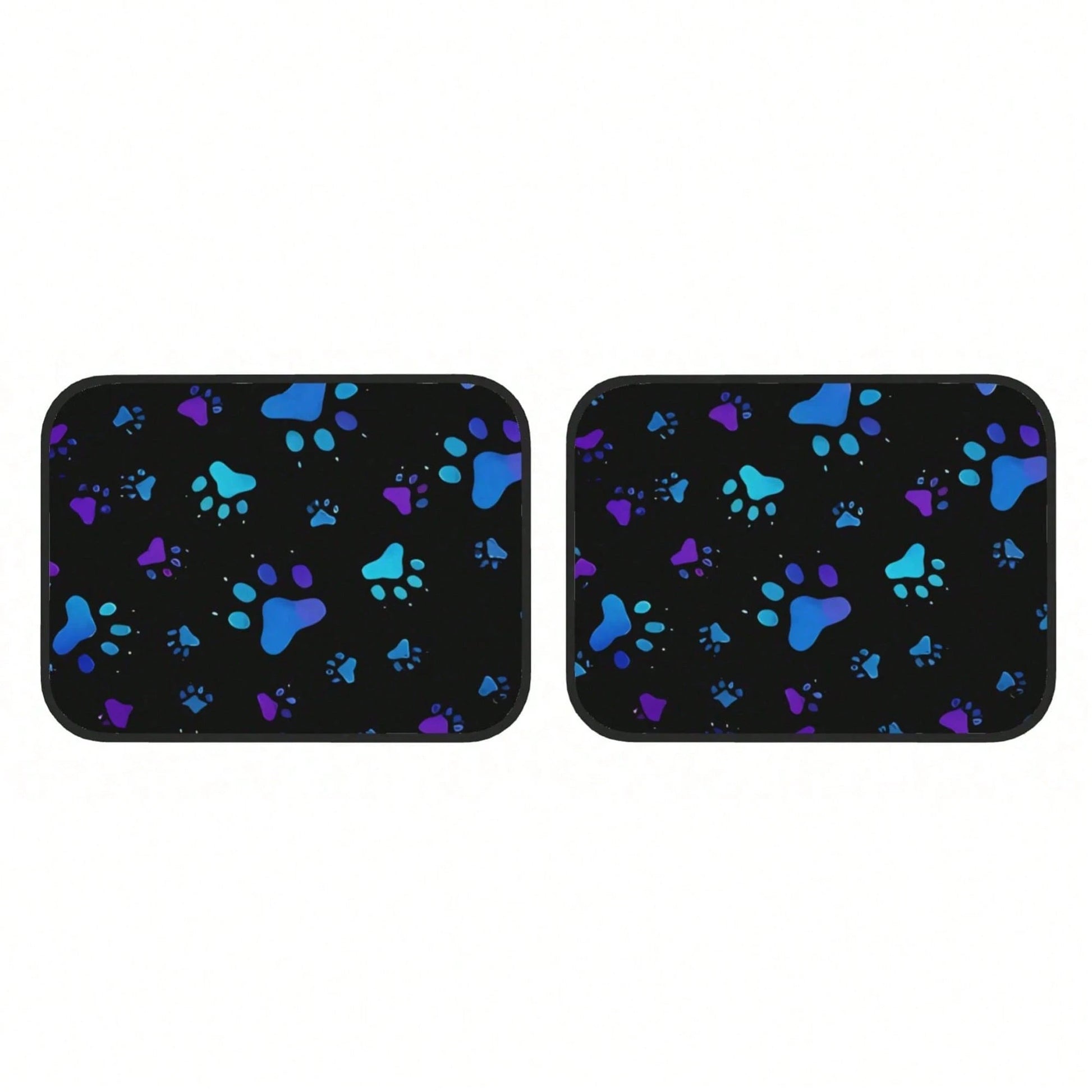 2pcs Neon Glow-In-The-Dark Paw Print Car Floor Mats- Heavy-Duty All-Weather Protection, Anti-Slip & Stain-Resistant Fit For Cars, Trucks, SUVs- Easy Clean Pet-Friendly Floor Liners With Glowing/Pur