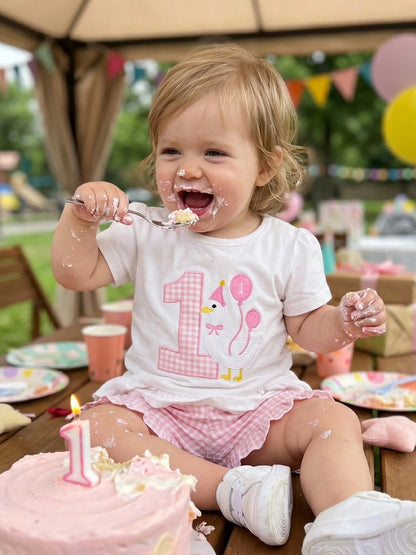 2pcs Newborn Baby 1st Birthday Outfits Girl Shorts Set Short Sleeve Embroidery T-Shirt Tops + Shorts 9M 12M 18M Infant Casual Summer Clothes