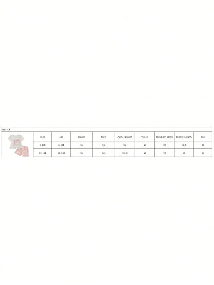 2pcs Newborn Baby 1st Birthday Outfits Girl Shorts Set Short Sleeve Embroidery T-Shirt Tops + Shorts 9M 12M 18M Infant Casual Summer Clothes