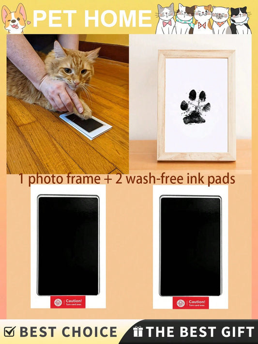 2pcs Pet Paw Print Set, 2025 New Non-Contact Ink Pad, Easy To Make Pet Paw Prints, Commemorate Pet Growth, No Ink Required To Preserve Cat/Dog Paw Prints As Pet Keepsake. Pet Toy Storage Box, Toy & Mi