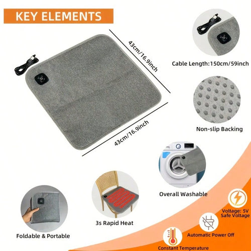(2PCS)Portable Heated Seat Cushion, Foldable Heating Pad, Adjustable In 3 Modes, Heated Sports Stadium Seats, Heated Camping Seat Cushions, USB Power Supply Suitable For Indoor And Outdoor Use, Does N