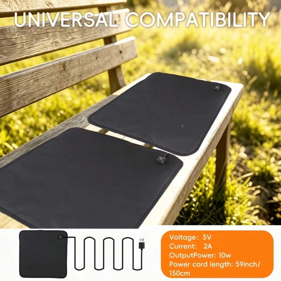 (2PCS)Portable Heated Seat Cushion, Foldable Heating Pad, Adjustable In 3 Modes, Heated Sports Stadium Seats, Heated Camping Seat Cushions, USB Power Supply Suitable For Indoor And Outdoor Use, Does N