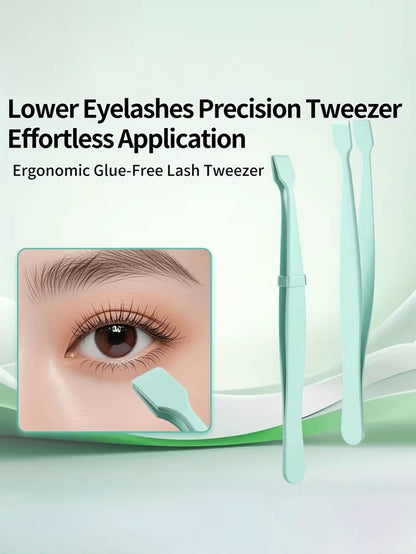 2pcs Professional Eyelash Grafting Tweezers,Beginner-Friendly Flat-Tip Eyelash Tweezers, Stainless Steel, Easier To Use Than Traditional Tweezers, Flat Head Design For Easy Grip Perfect For Applying F