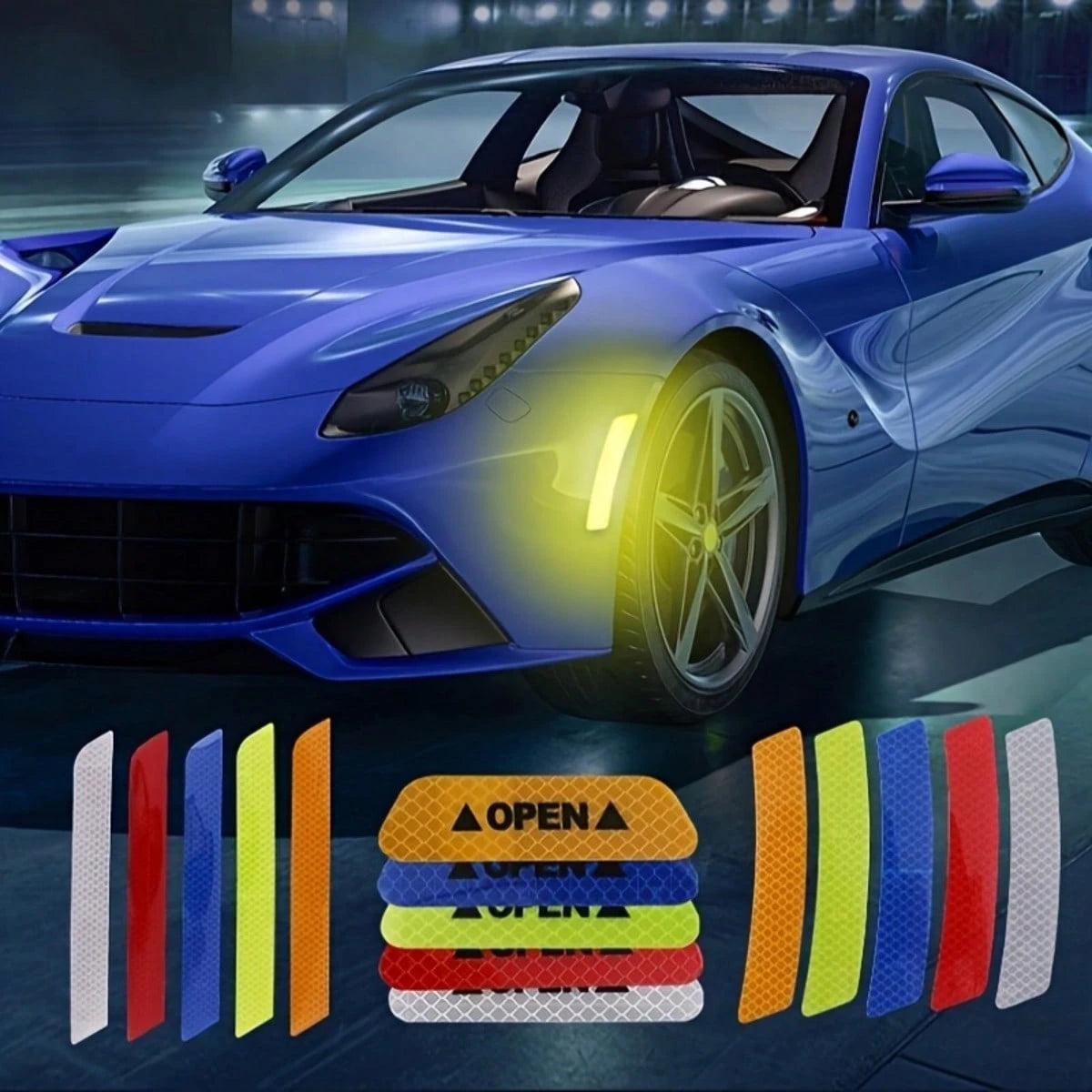2Pcs Reflective Car Fender Sticker- High-Visibility Night Decal For Bumper & Body, Scratch Protection For Vehicles