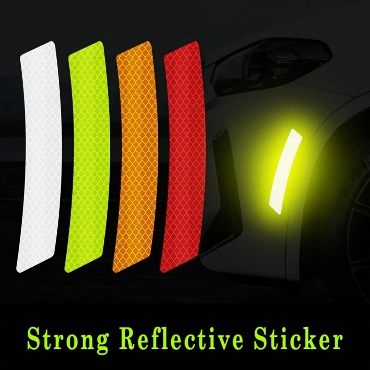 2Pcs Reflective Car Fender Sticker- High-Visibility Night Decal For Bumper & Body, Scratch Protection For Vehicles