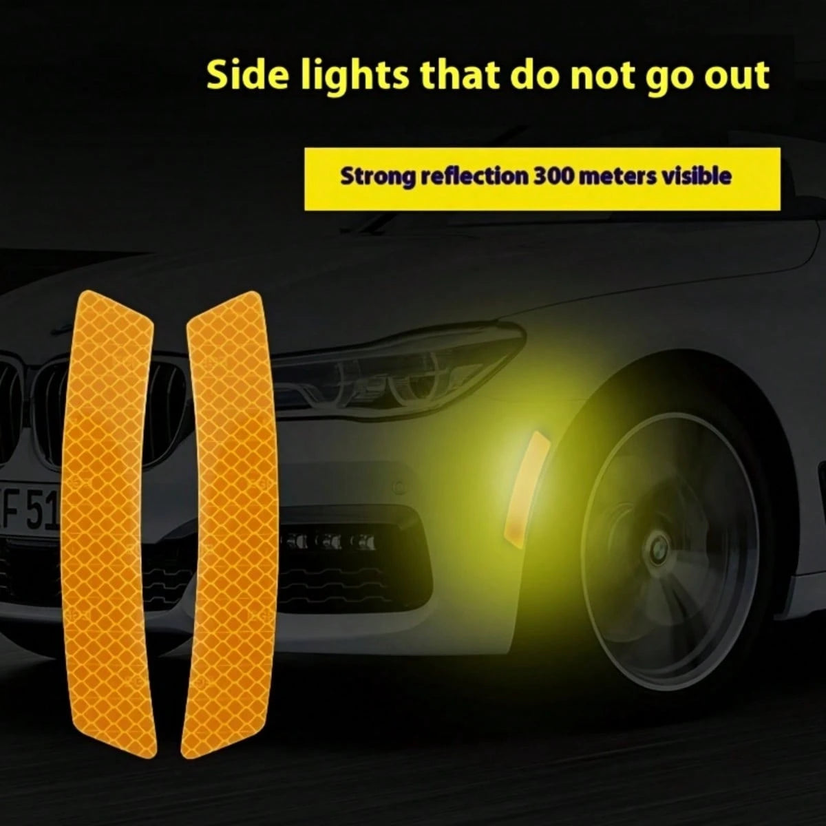2Pcs Reflective Car Fender Sticker- High-Visibility Night Decal For Bumper & Body, Scratch Protection For Vehicles