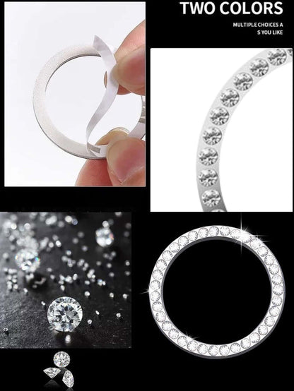 2pcs Rhinestone Decor Car One-button Decoration