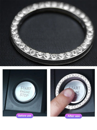 2pcs Rhinestone Decor Car One-button Decoration