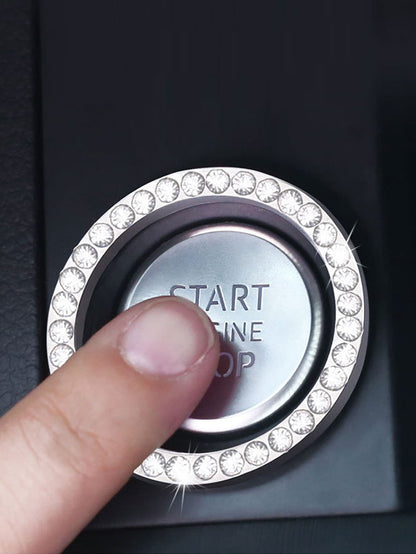 2pcs Rhinestone Decor Car One-button Decoration