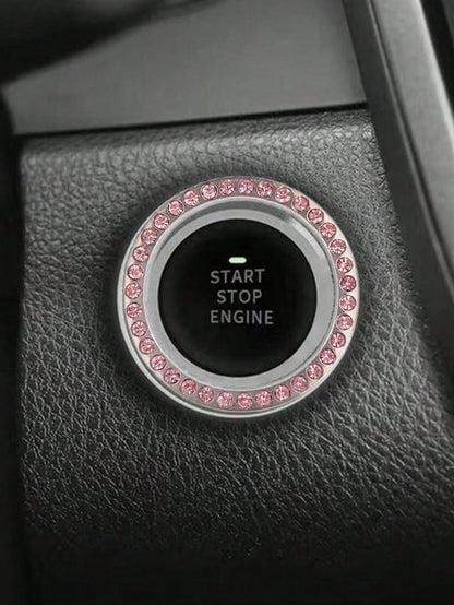 2pcs Rhinestone Decor Car One-button Decoration