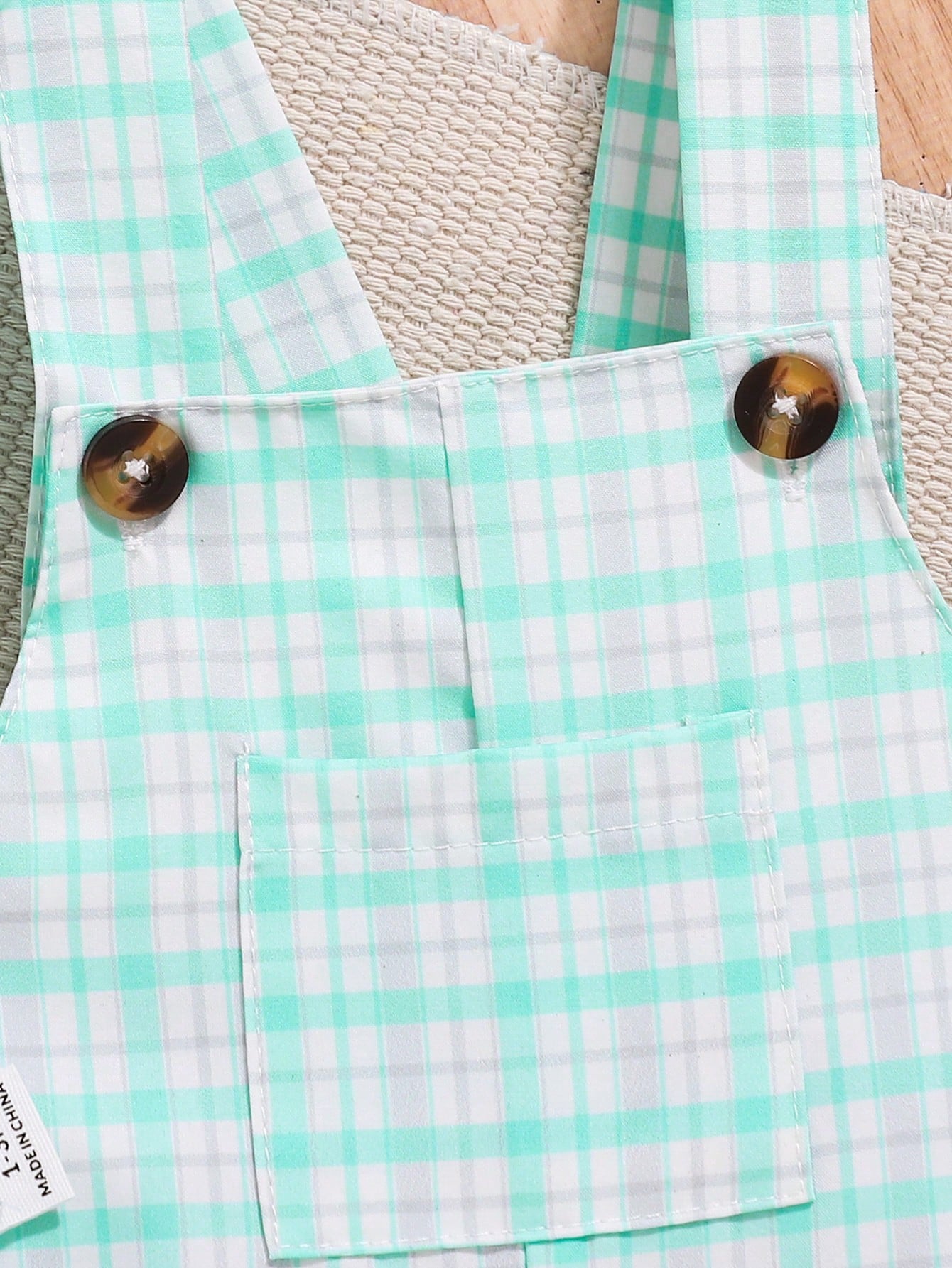 2pcs/Set Baby Boy Cute Plaid Print Sleeveless Outfit For Spring