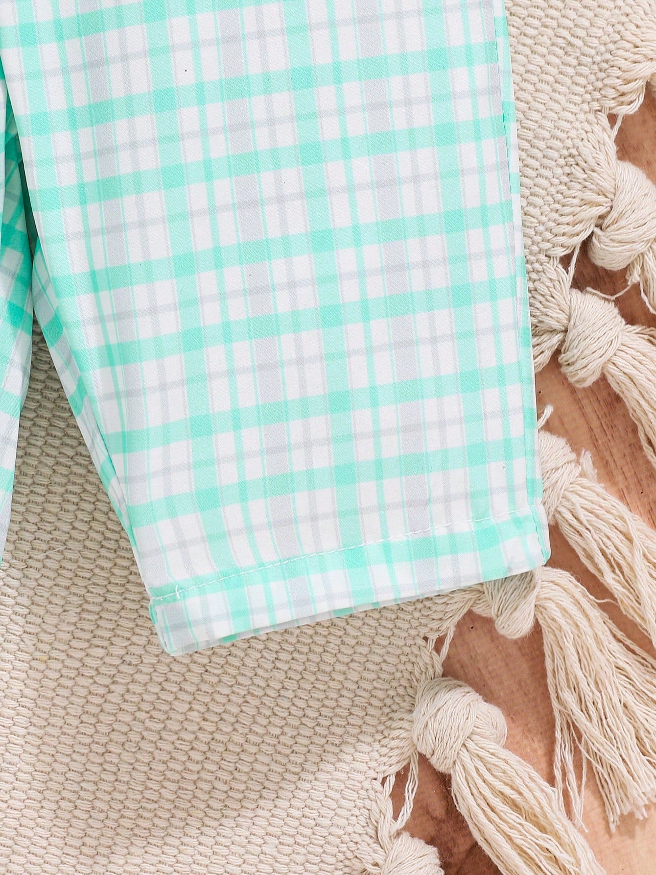 2pcs/Set Baby Boy Cute Plaid Print Sleeveless Outfit For Spring