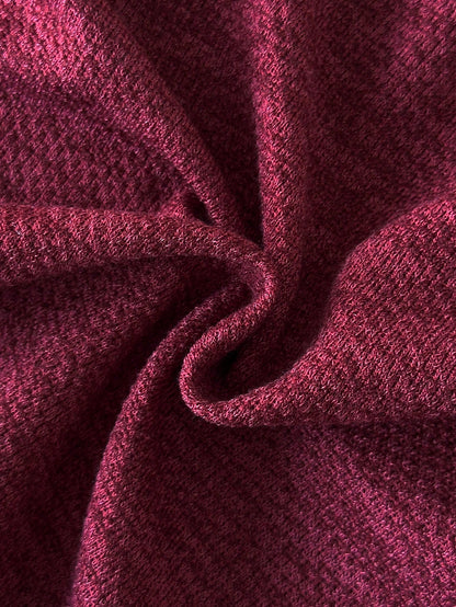 2pcs/Set Baby Girl Knitted Outfit, Burgundy High Neck Top With Matching Lantern Pants, Cute Autumn Wear, Suitable For Toddlers, Red Family Matching