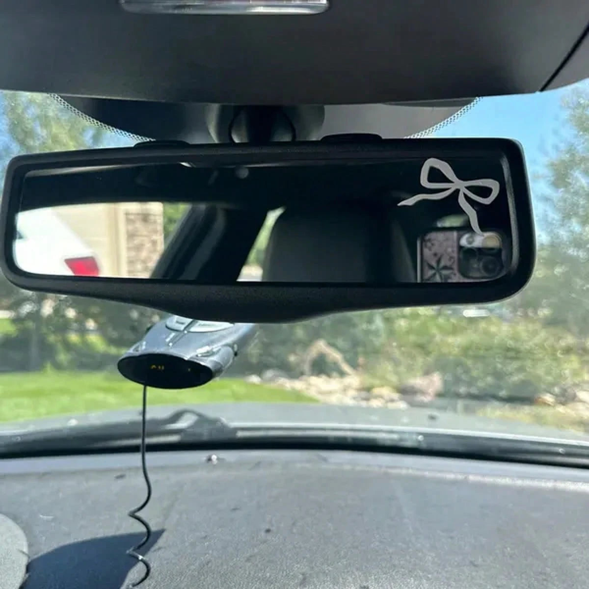 2pcs/Set Bowknot Car Rearview Mirror Sticker, With Bowknot, Suitable For Car Window Stickers, Exquisite Car Stickers, Suitable For Cars, Computers, Bicycles, Suitable For Cute Bowknot Stickers On Mirr