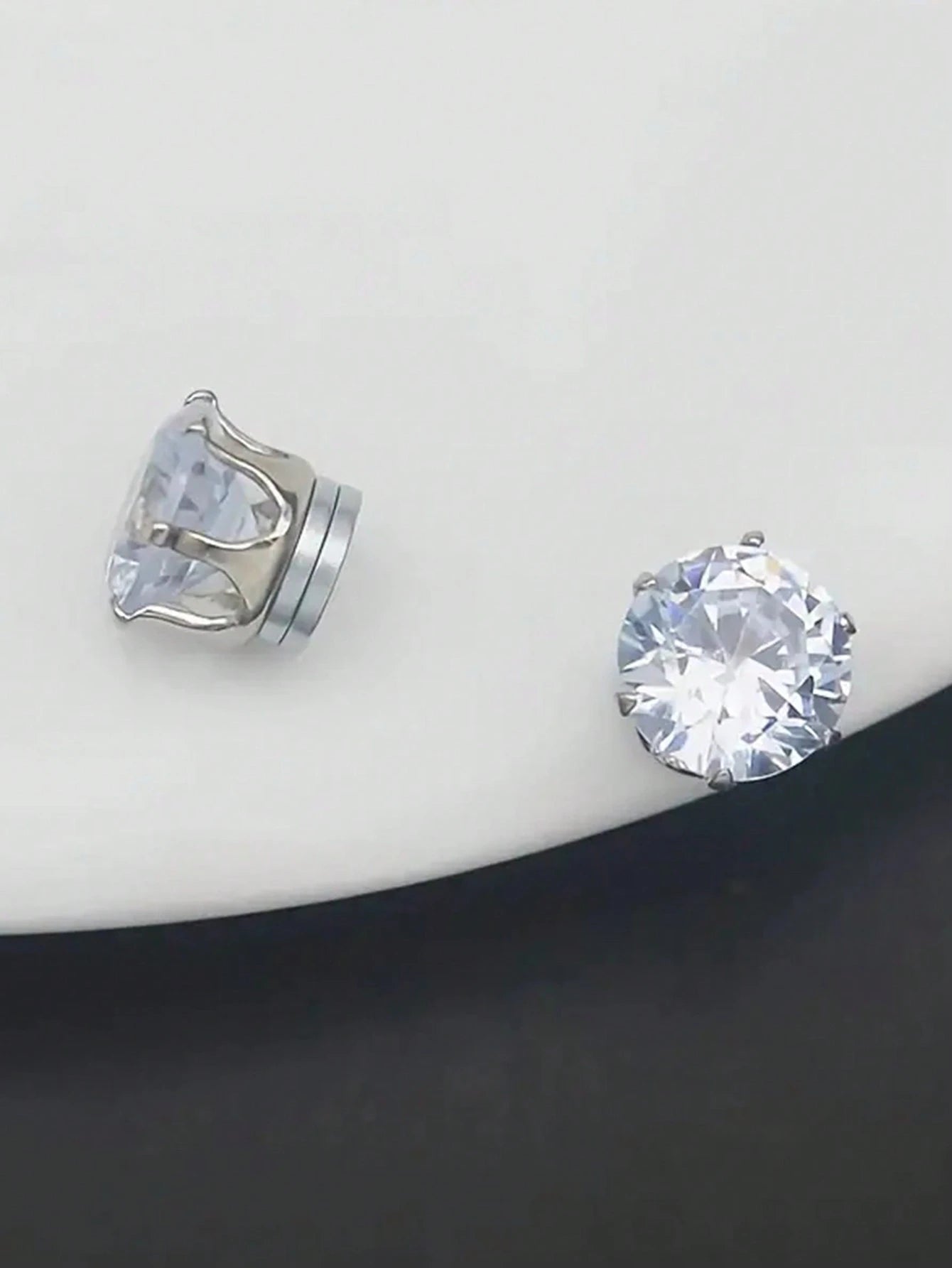 2pcs/Set Fashionable Round Faux Crystal Stud Earrings, Stylish Jewelry