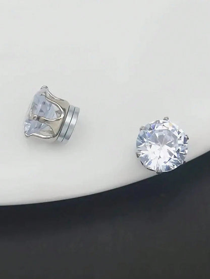 2pcs/Set Fashionable Round Faux Crystal Stud Earrings, Stylish Jewelry