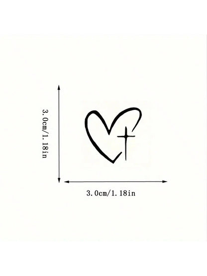 2pcs/Set Heart Cross Mirror Sticker, Personalized Creative Decoration Waterproof Sunscreen Sticker For Cars, Laptops & Wall Decoration- Exterior Accessories