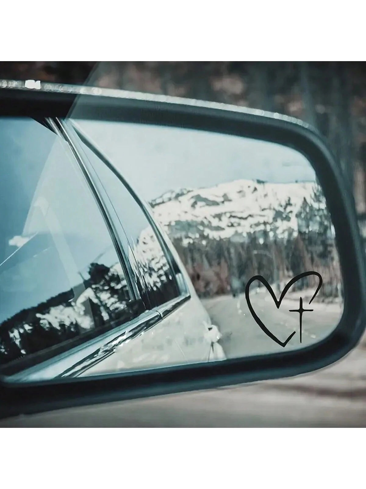 2pcs/Set Heart Cross Mirror Sticker, Personalized Creative Decoration Waterproof Sunscreen Sticker For Cars, Laptops & Wall Decoration- Exterior Accessories