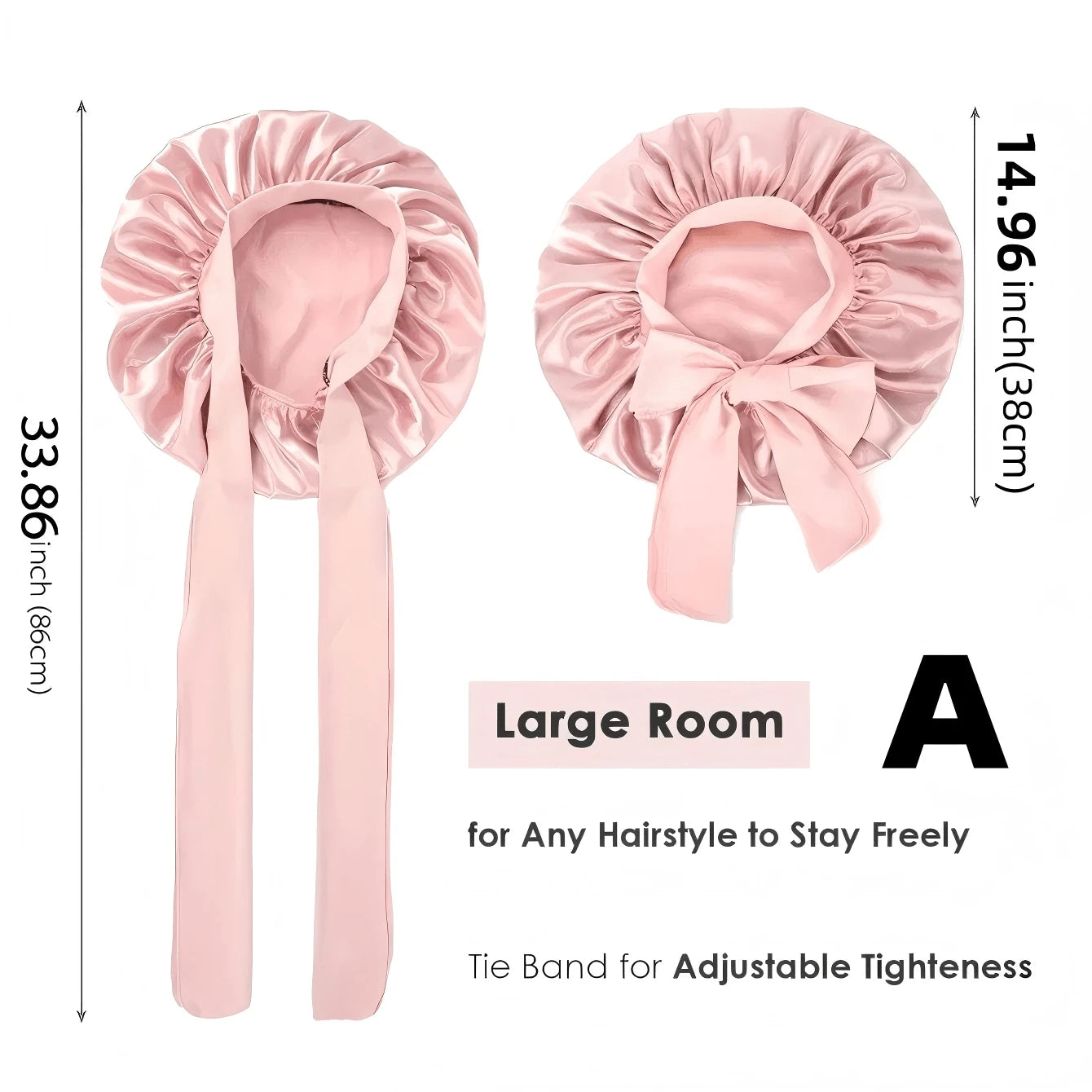 2pcs/Set "Spacious Space" Luxurious Solid Color Satin Bonnet With Satin Scrunchies Large Soft Y Bonnet For Sleeping Satin Hair Bonnet Night Cap Hair Care Hat With Tie Band Bonnets