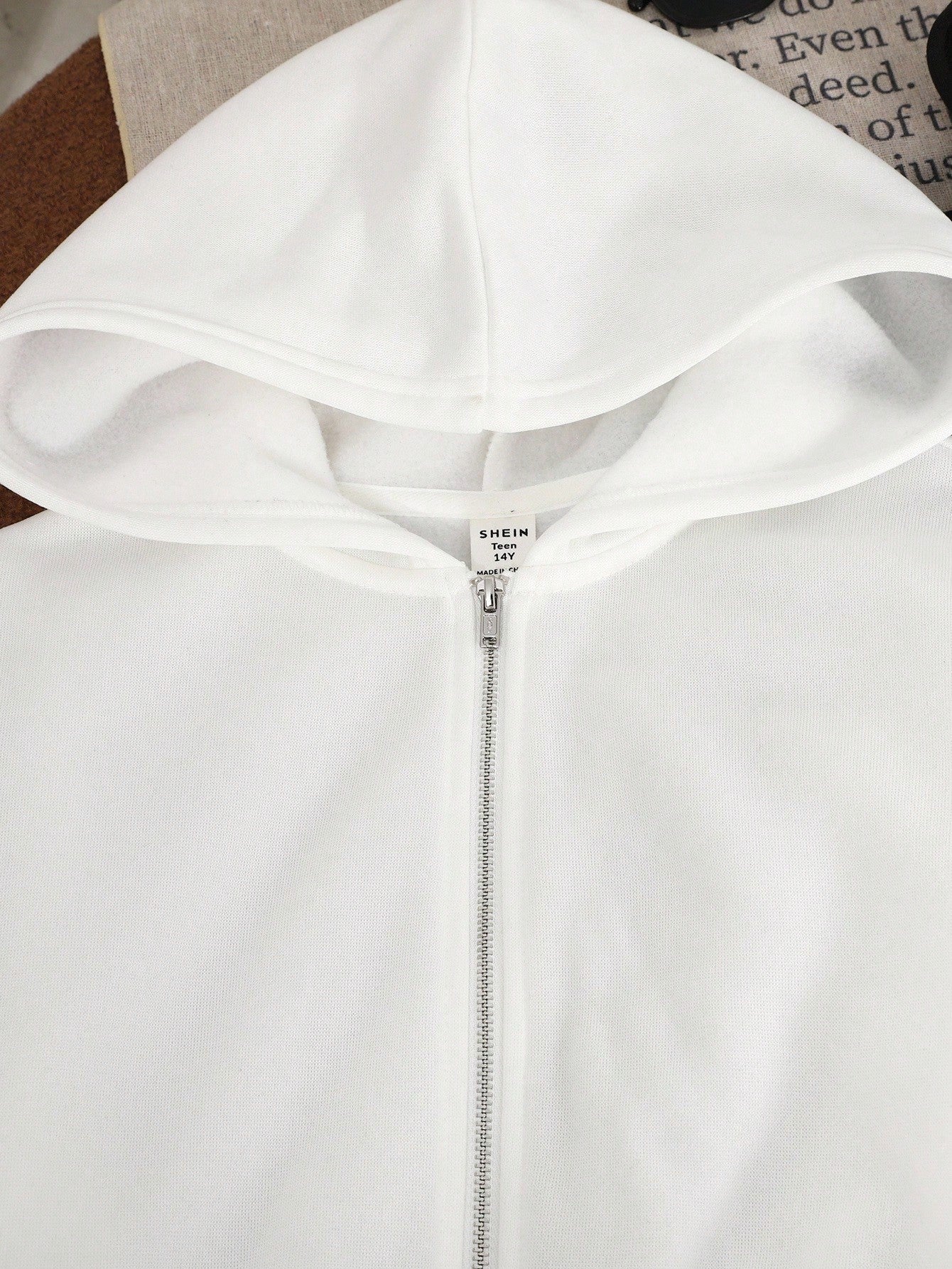 2pcs/Set Teens Girls Loose Casual Solid Color Knitted Zip-Up Hoodies,Black & White,Back-To-School Autumn Winter Matrix Dance Plain Hoodie Clothes