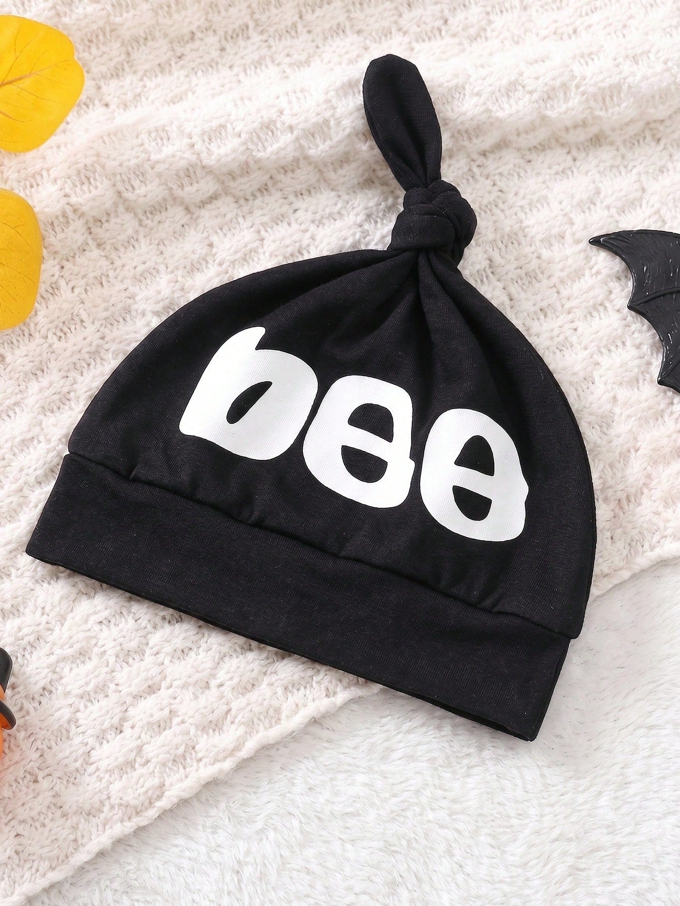 2pcs/Set Toddler Baby Boy Halloween White Skeleton Funny Print Chest Embellishment Playful Smiling Pumpkin Envelope Collar Long Sleeve Romper With Pumpkin Orange Hat, Boy Long Sleeve Romper, Rom
